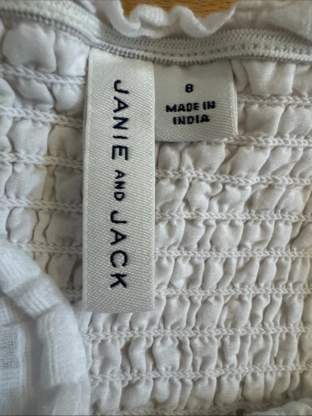 Janie and Jack White Smocked Sundress with Ruffle Hem 8Y